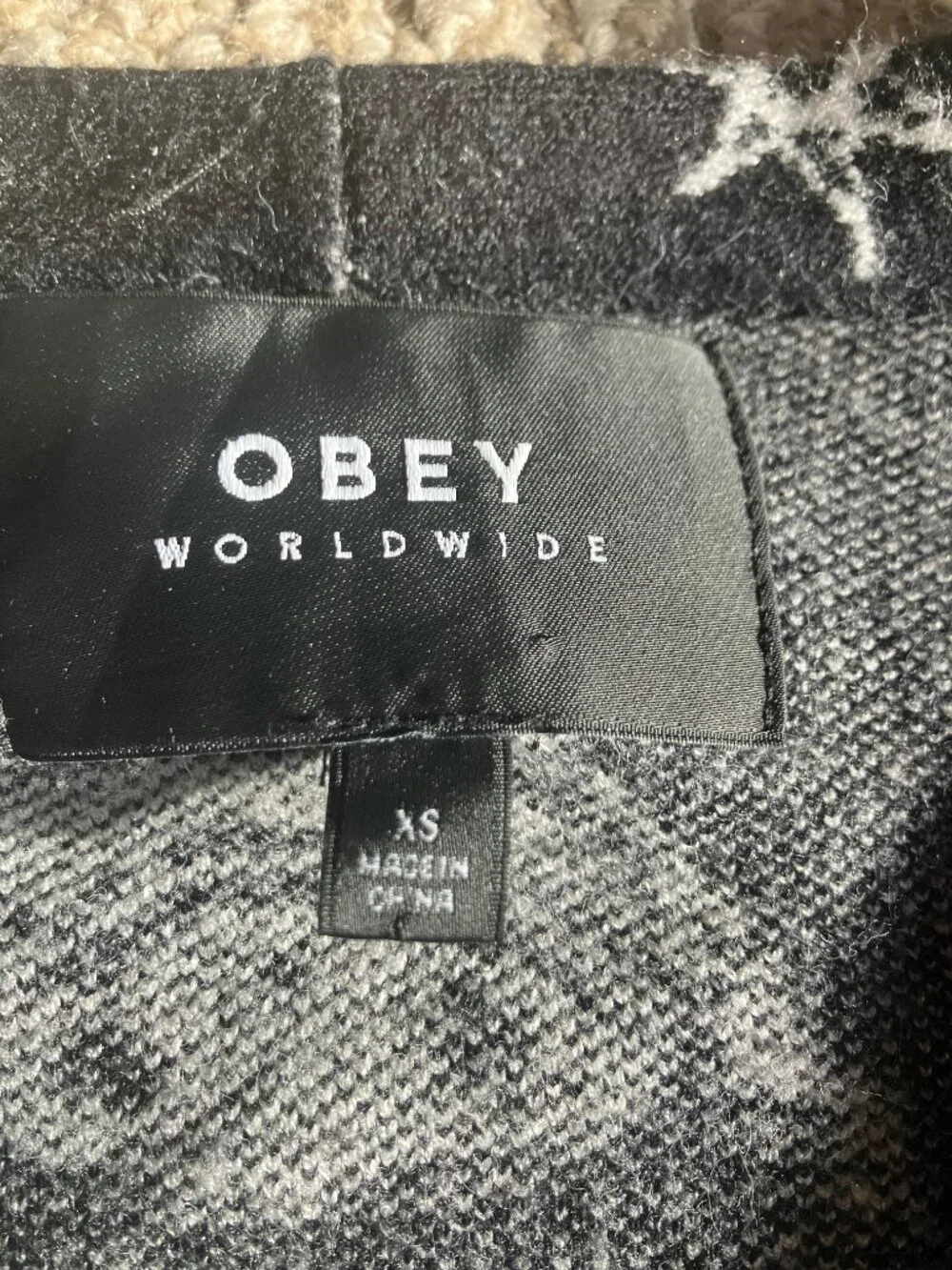 NWOT Rare Cardigan Obey Worldwide Limited Release Celestial Oversize Soft XS - Picture 3 of 7